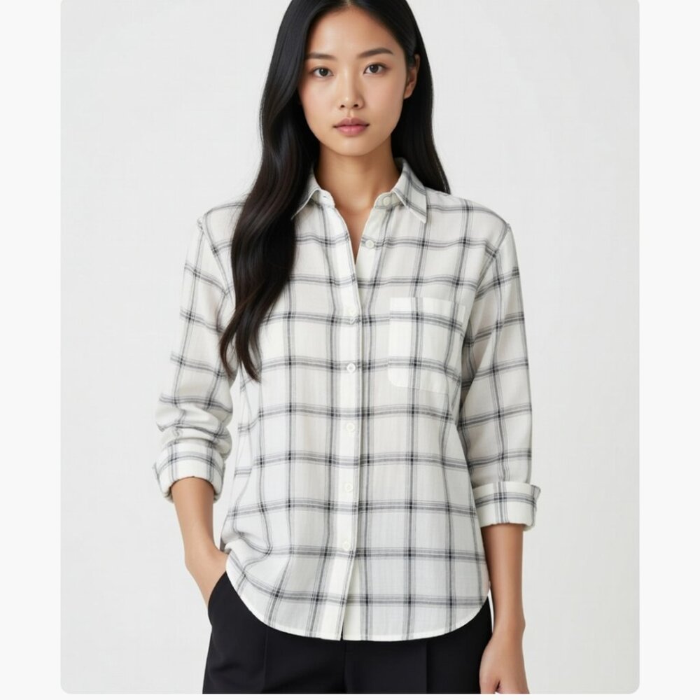 NWT Japna Striped Rayon  Relaxed Button Up Top